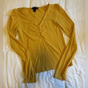 Yellow Long Sleeve Shirt V Neck